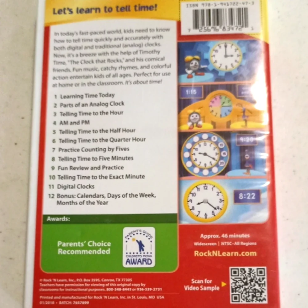⏰⌚Telling Time DVD 1st grade+ Learning Clocks Watches FIRM PRICE - Picture 2 of 5